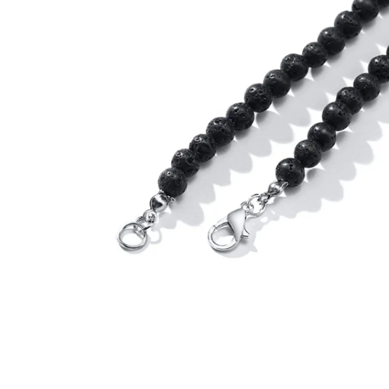 Volcanic Rock Black Matte Ethnic Style Necklace Men - Image 8